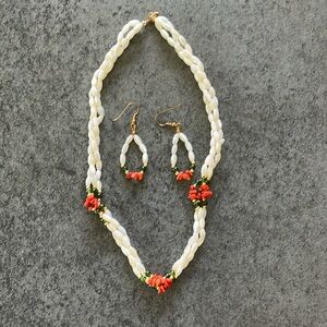 Necklace and earrings.